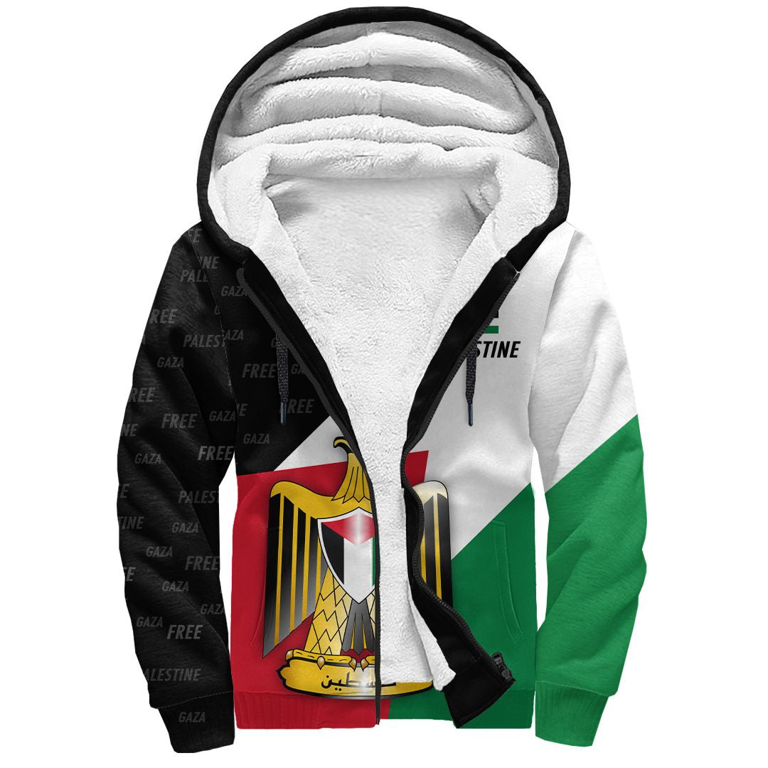 Wonder Print Shop Sherpa Hoodie - Palestine Special Edition Flag Coat of Arms RLT13 - Wonder Print Shop