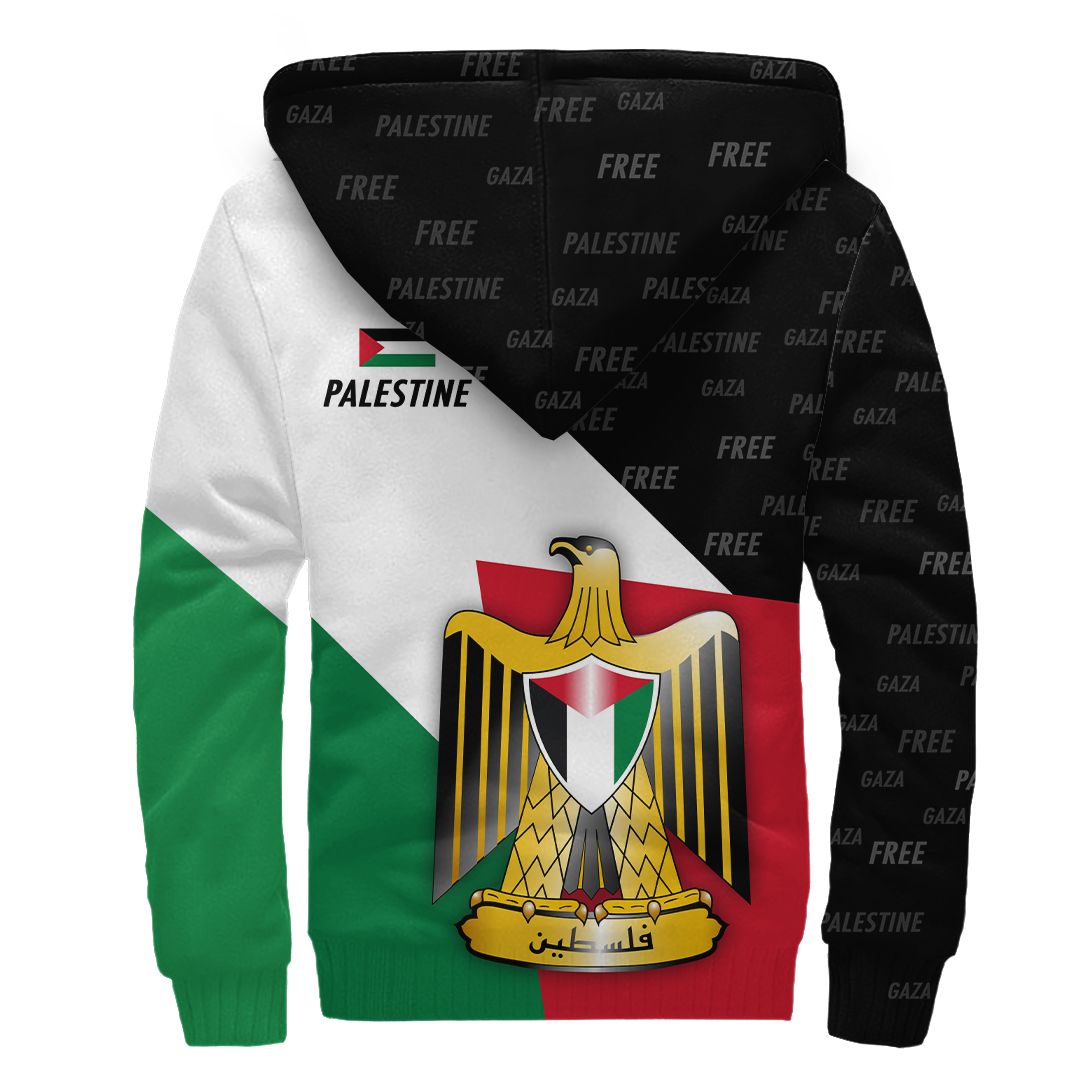 Wonder Print Shop Sherpa Hoodie - Palestine Special Edition Flag Coat of Arms RLT13 - Wonder Print Shop