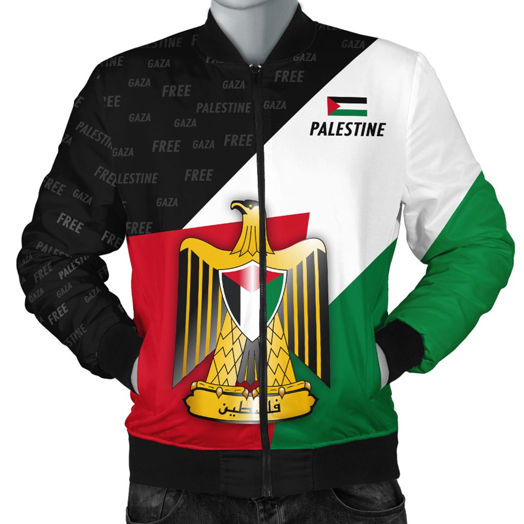 Wonder Print Shop Men's Bomber Jacket - Palestine Special Edition Flag Coat of Arms RLT13 - Wonder Print Shop
