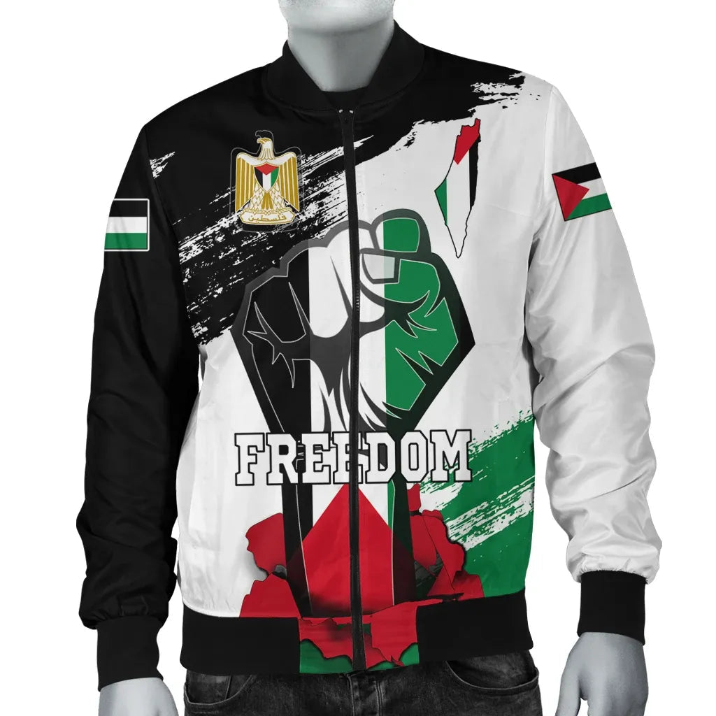 Palestine Freedom Bomber Jacket Flag and Map RLT13 - Wonder Print Shop