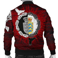 Viking Bomber Jacket Denmark Raven of Odin and Symbol Viking on Blood Background RLT13 - Wonder Print Shop