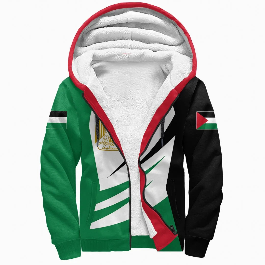 Palestine Sherpa Hoodie Coat Of Arms BinCjou RLT13 - Wonder Print Shop