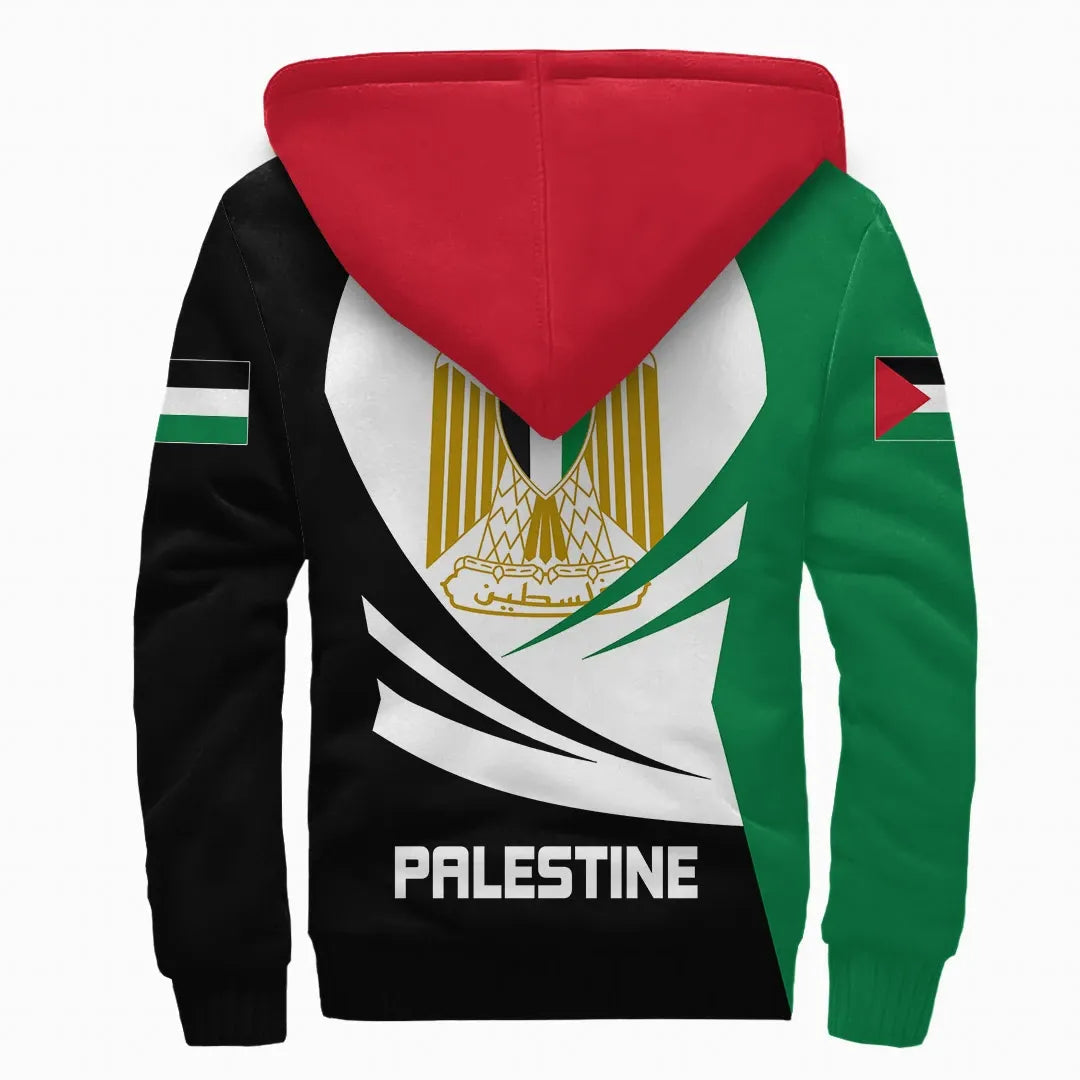 Palestine Sherpa Hoodie Coat Of Arms BinCjou RLT13 - Wonder Print Shop