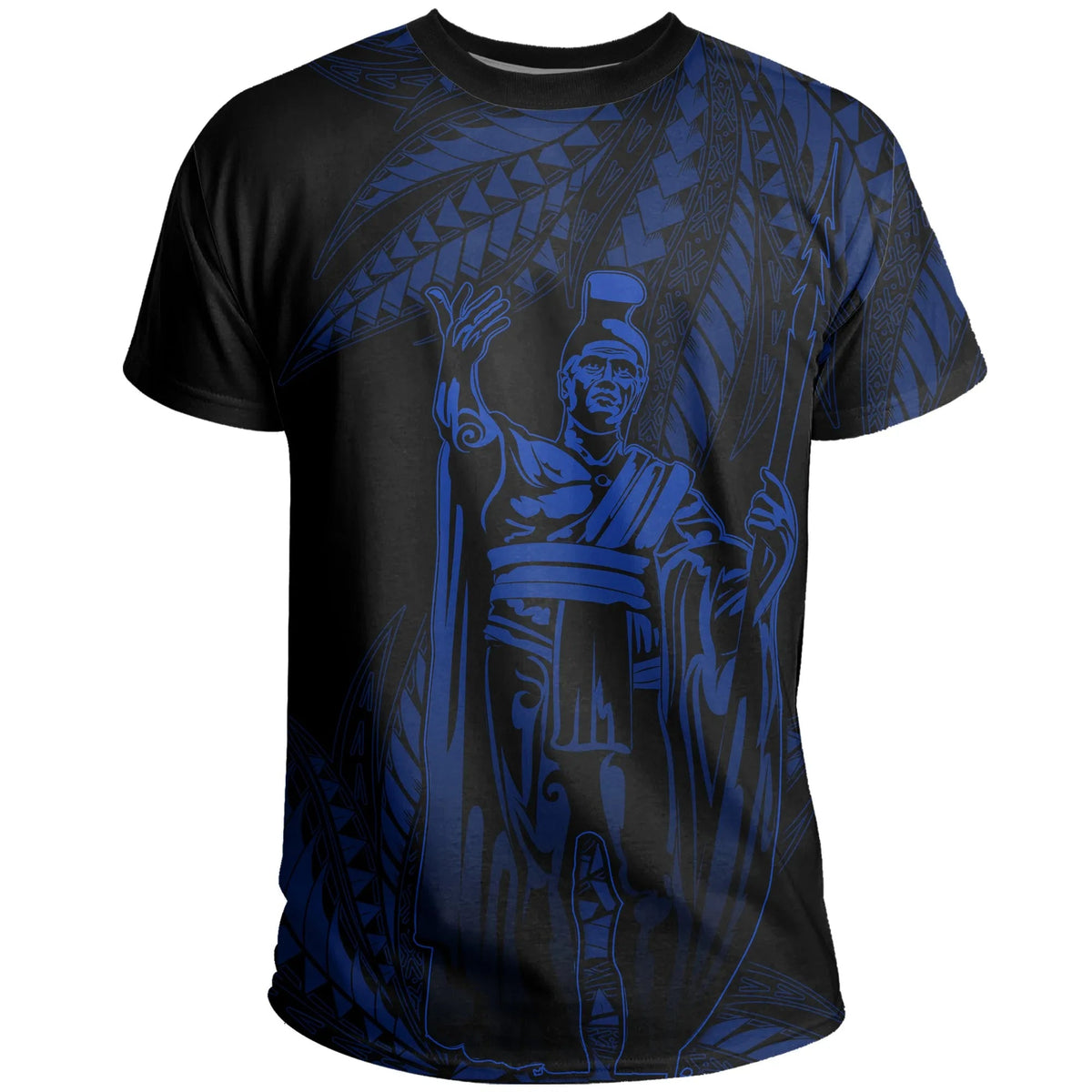 Polynesian Tee Hawaii King Polynesian T Shirt Durk Style Blue - Wonder Print Shop