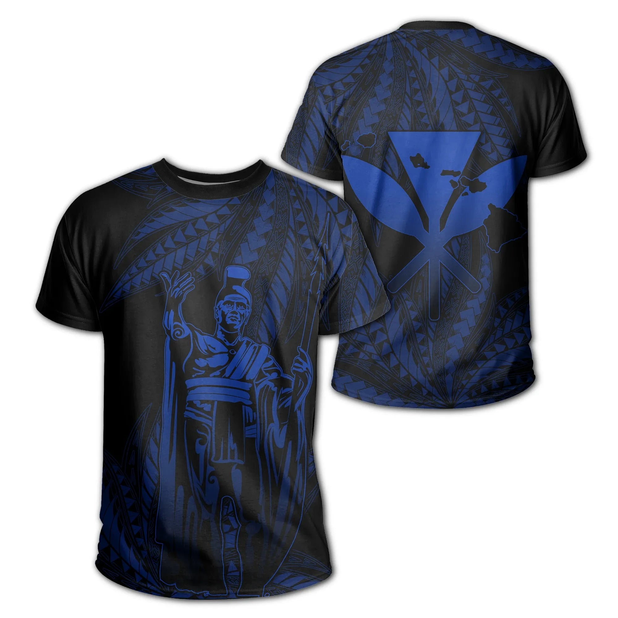 Polynesian Tee Hawaii King Polynesian T Shirt Durk Style Blue - Wonder Print Shop