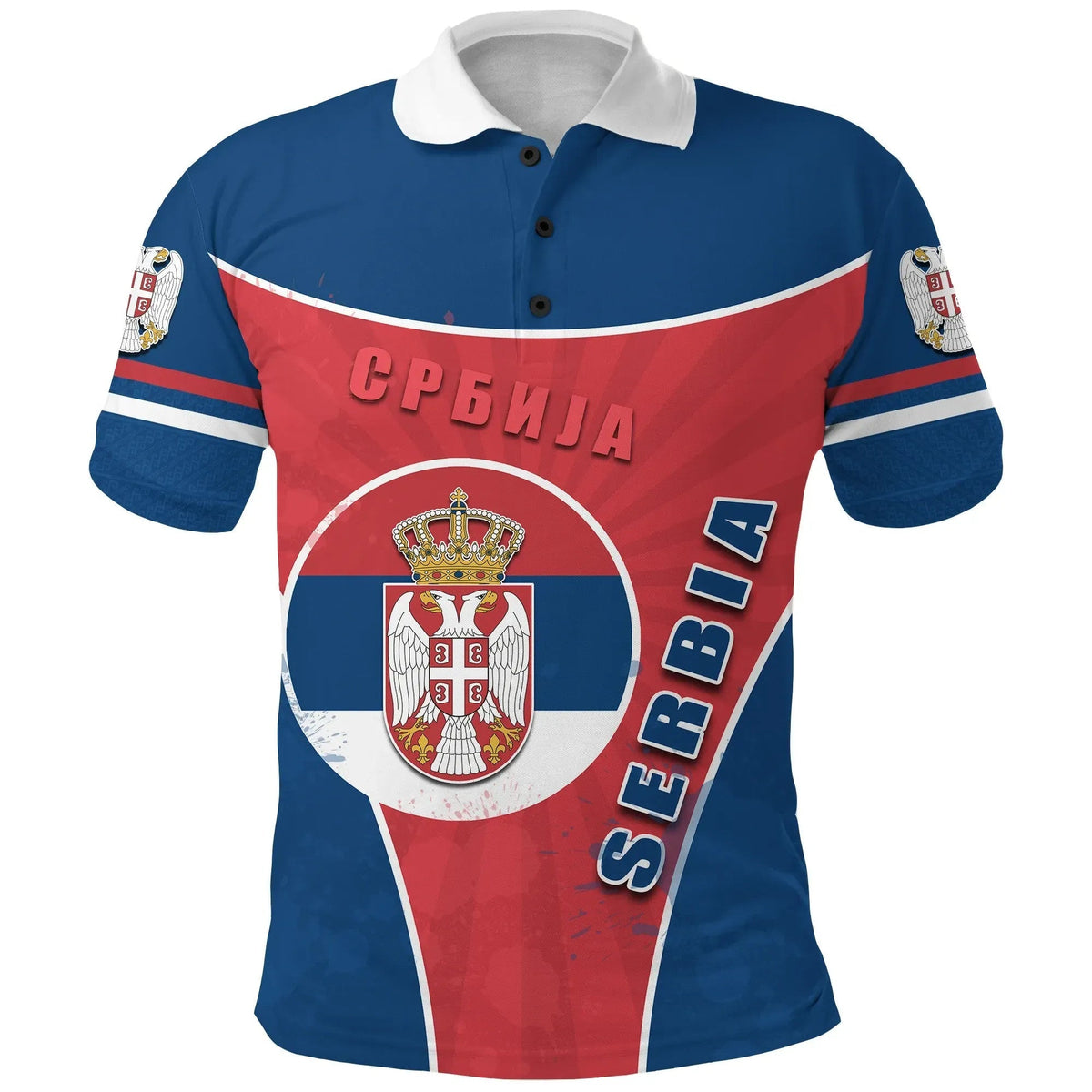 Serbia Polo Shirt Circle Stripes Flag Balkan RLT7 - Wonder Print Shop
