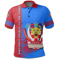 Democratic Republic Of The Congo Polo Shirt Coat Of Arms Quarter Style RLT13 - Wonder Print Shop