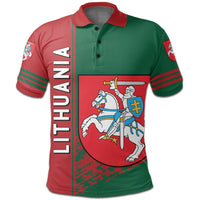 Lithuania Polo Shirt Coat Of Arms Quarter Style RLT6 - Wonder Print Shop
