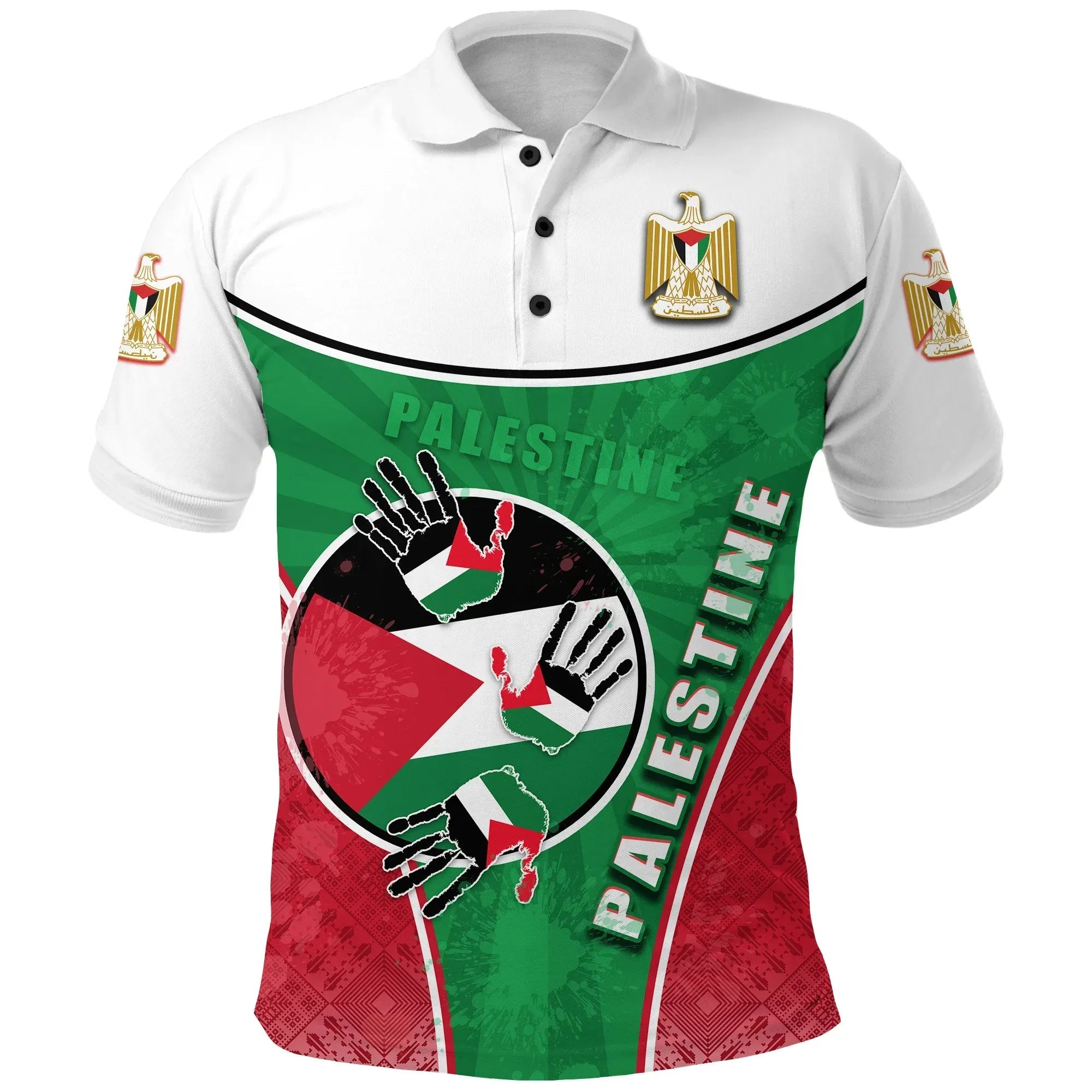 Palestine Independence Polo Shirt Circle Stripes Flag Proud Version RLT13 - Wonder Print Shop