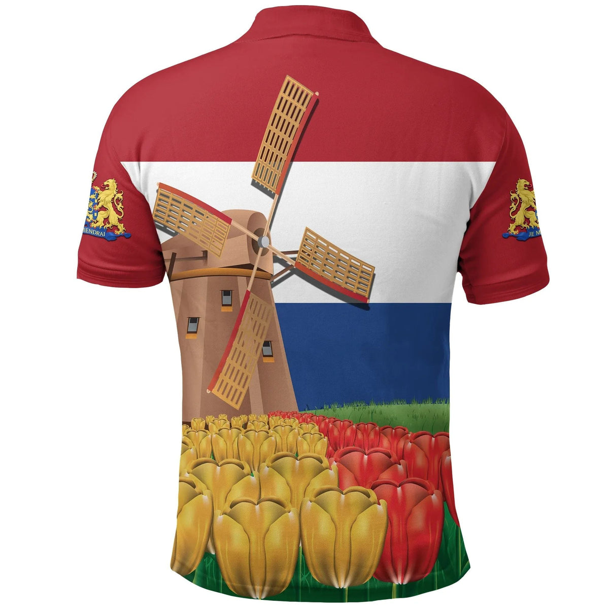 Netherlands Windmill and Tulips Polo Shirt RLT7 - Wonder Print Shop