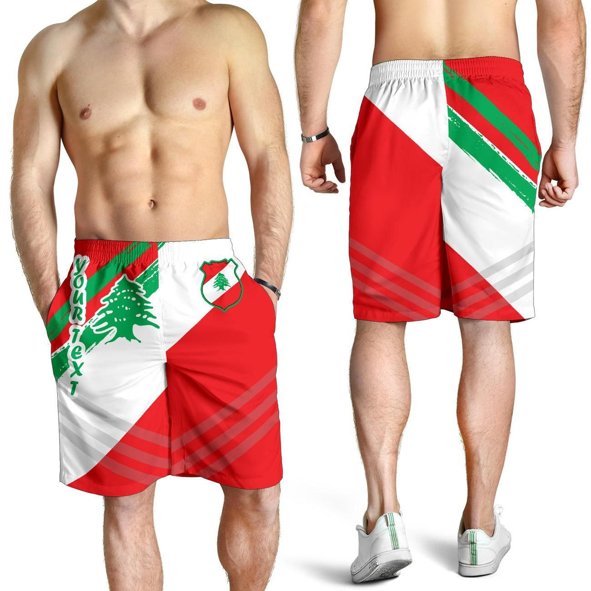 lebanon-personalised-mens-shorts-mens-shorts-lebanon-flag-polygon-style24