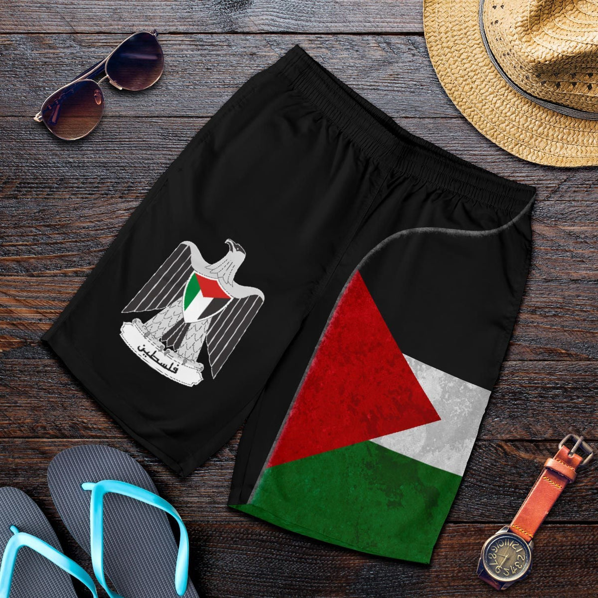 palestine-flag-mens-shorts-coat-of-arms
