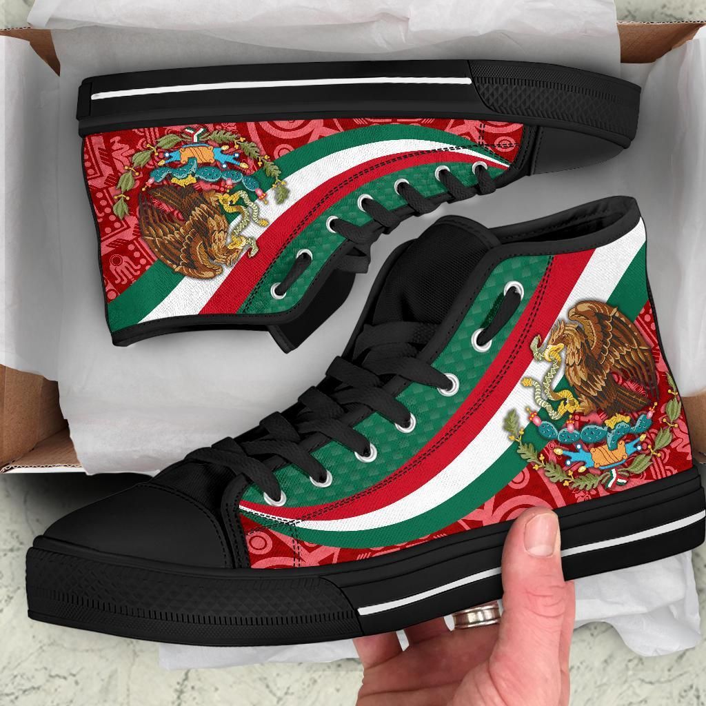 mexico-high-top-shoes-mexico-coat-of-arms-with-aztec-patterns