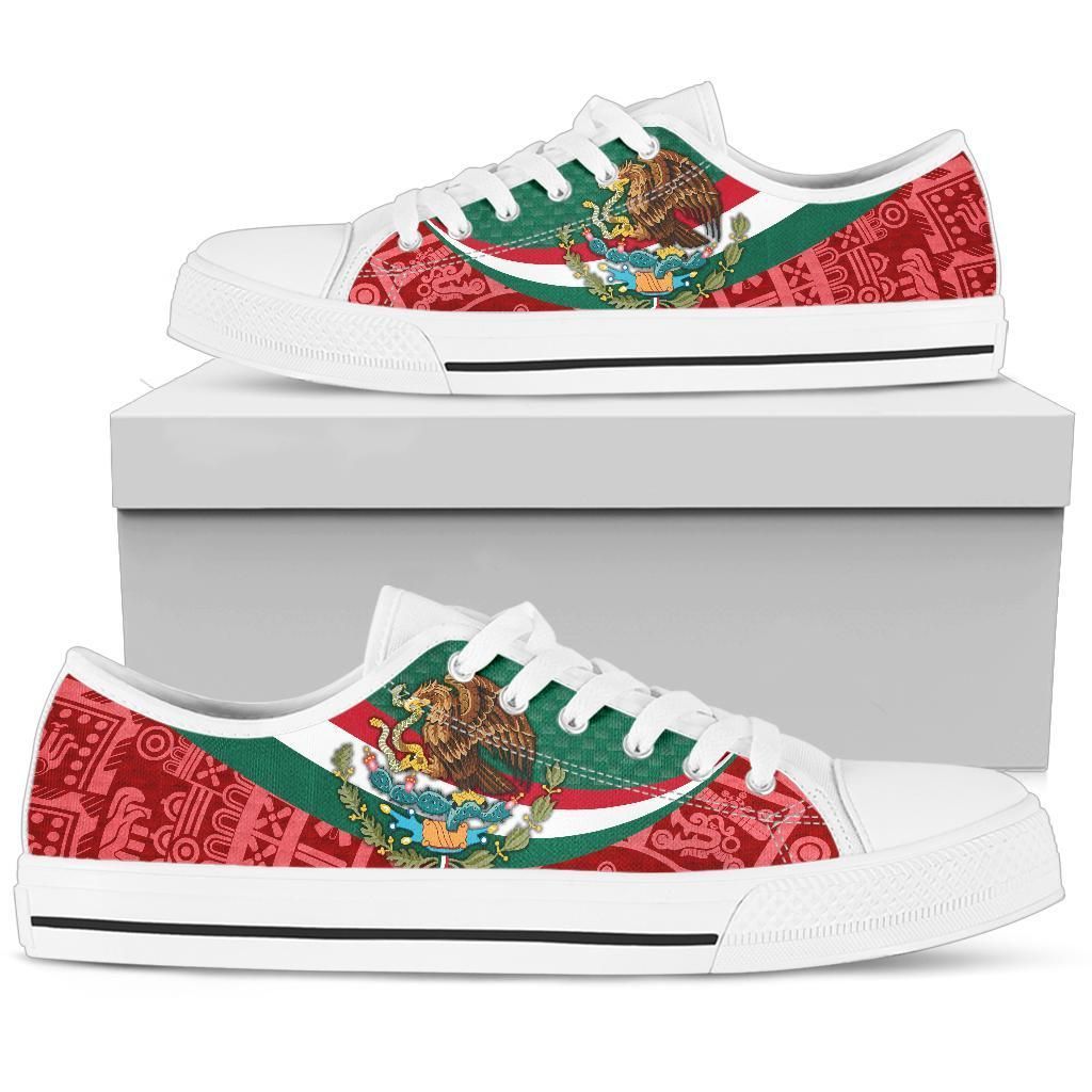 mexico-low-top-shoes-mexico-coat-of-arms-with-aztec-patterns