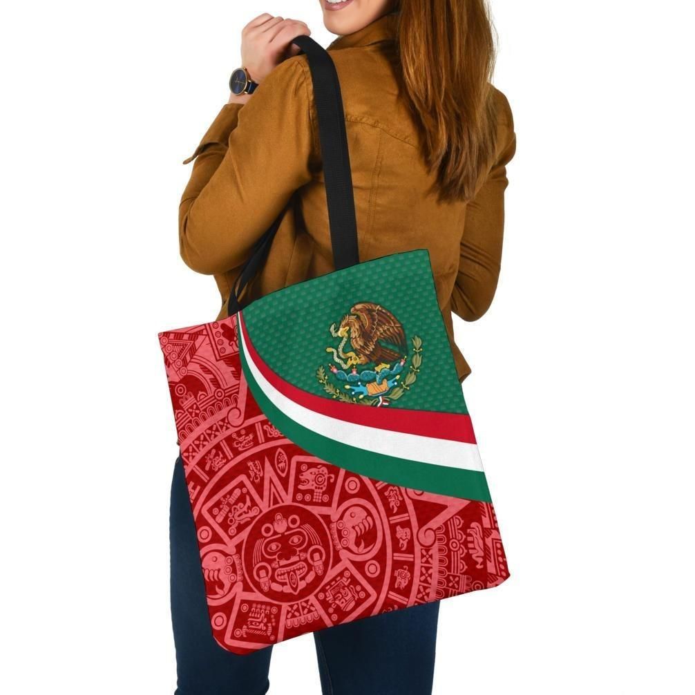 mexico-tote-bags-mexico-coat-of-arms-with-aztec-patterns