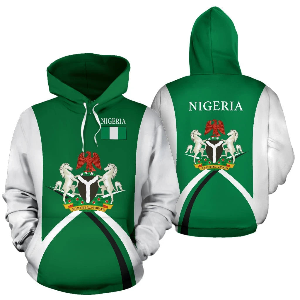 Nigeria Hoodie Coat Of Arms Sports Style 02 RLT8 - Wonder Print Shop