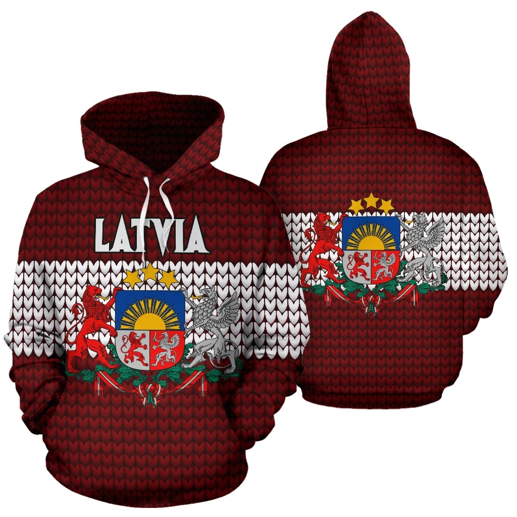 Latvia Hoodie Knitted Flag RLT6 - Wonder Print Shop