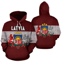 Latvia Hoodie Knitted Flag RLT6 - Wonder Print Shop