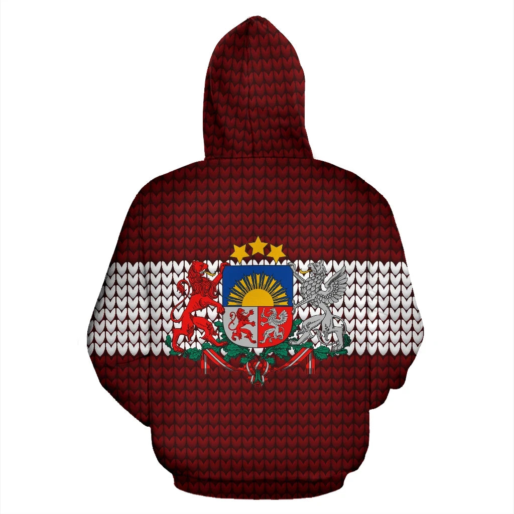 Latvia Hoodie Knitted Flag RLT6 - Wonder Print Shop