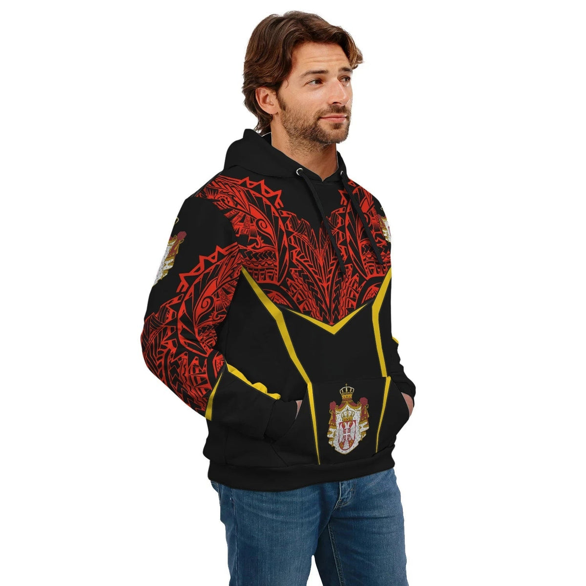 Serbia Unisex Hoodie Tribal Style RLT7 - Wonder Print Shop