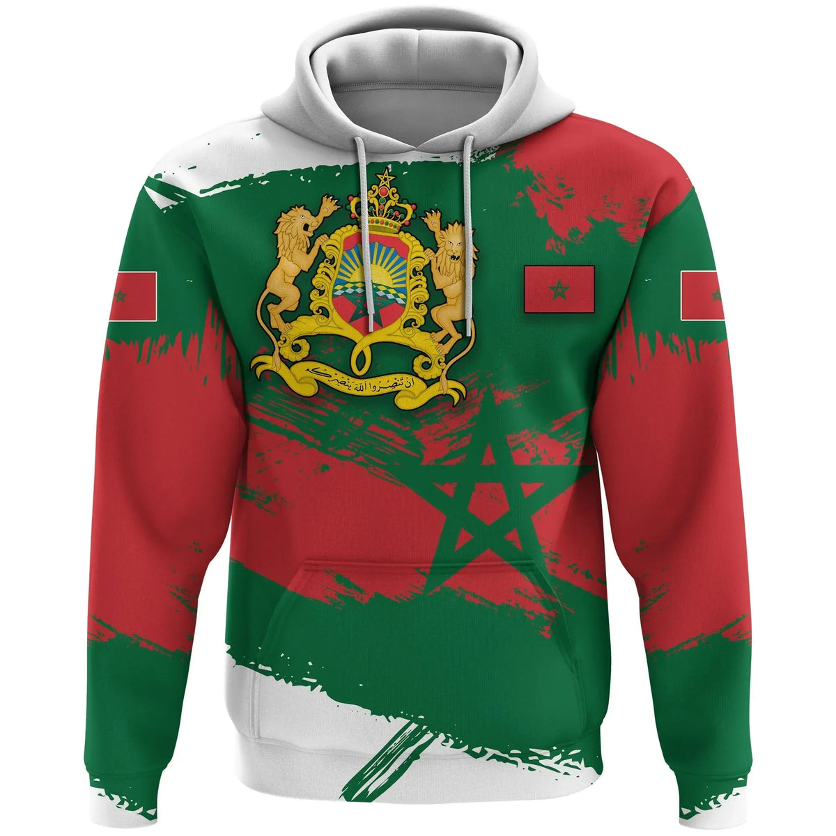 Morocco Hoodie Morocco Flag Brush RLT7 - Wonder Print Shop