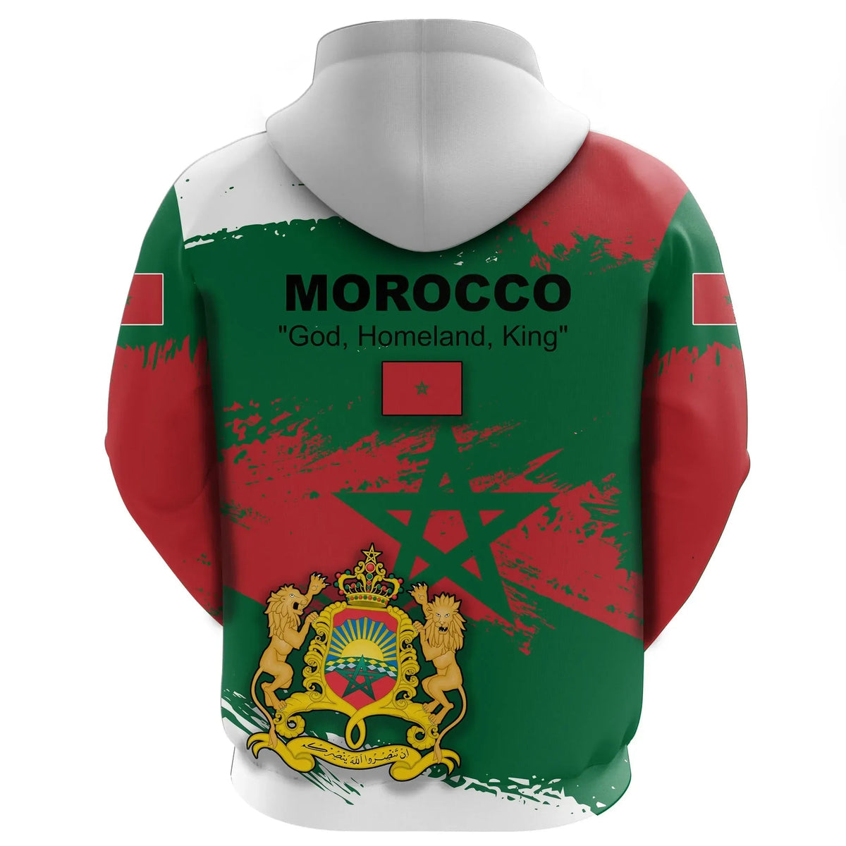 Morocco Hoodie Morocco Flag Brush RLT7 - Wonder Print Shop