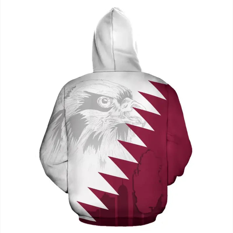 Qatar Zip Up Hoodie Falcon RLT12 - Wonder Print Shop