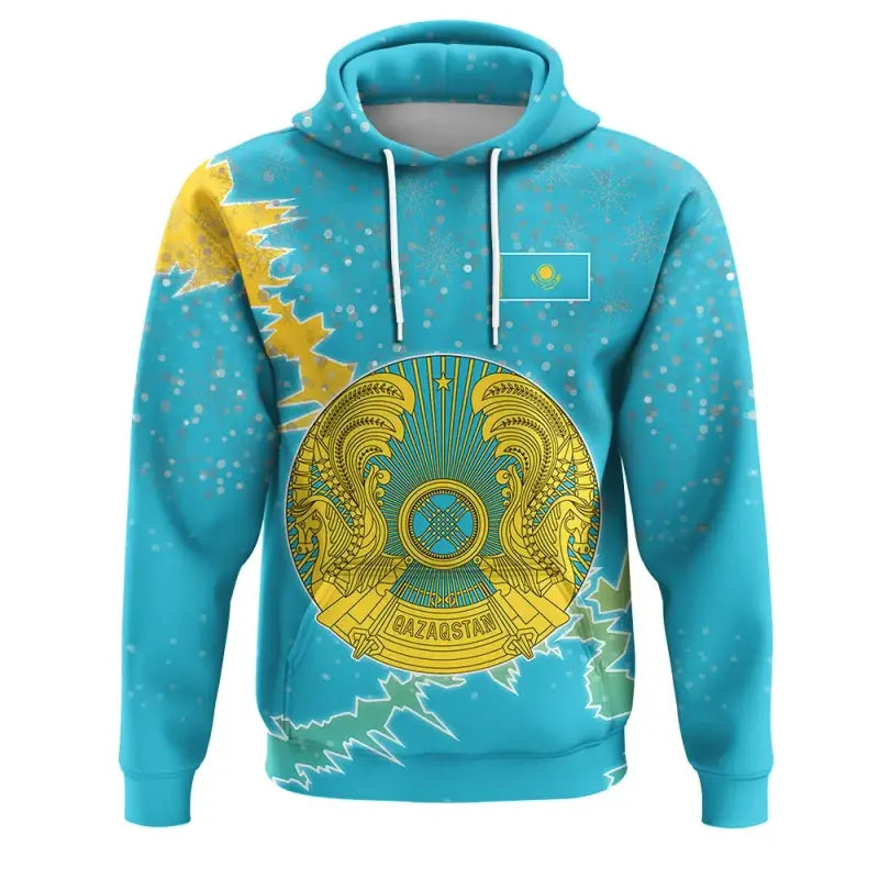 Kazakhstan Christmas Hoodie Coat Of Arms X Style RLT8 - Wonder Print Shop