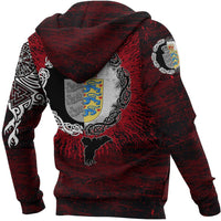 Viking Hoodie Denmark Raven of Odin and Symbol Viking on Blood Background RLT13 - Wonder Print Shop
