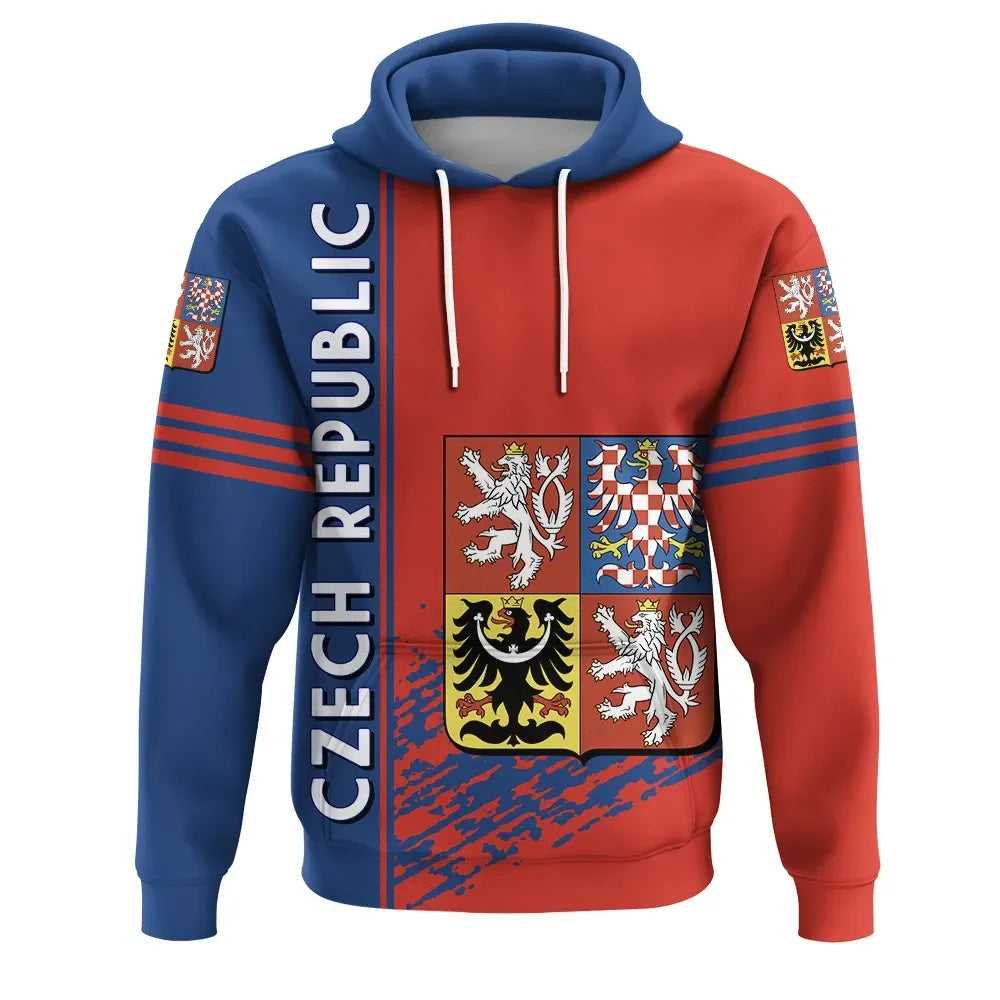 Czech Republic Coat Ofrms Hoodie Quarter Style RLT13 - Wonder Print Shop