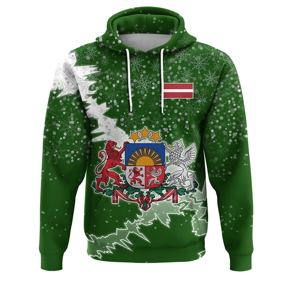 Latvia Christmas Hoodie Coat Of Arms X Style8 RLT6 - Wonder Print Shop