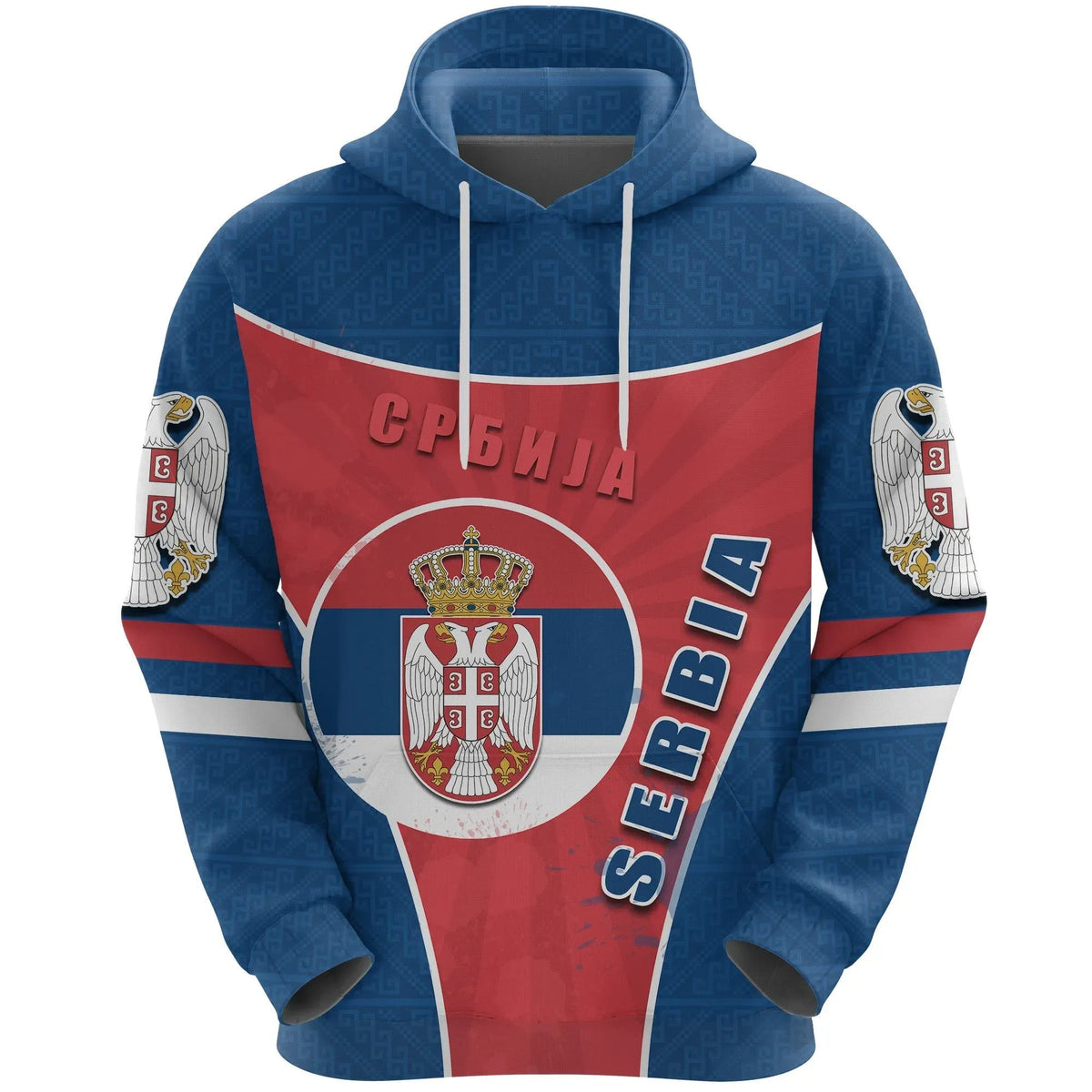 Serbia Hoodie Circle Stripes Flag Pattern RLT7 - Wonder Print Shop