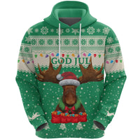 Sweden Christmas Hoodie Moose Green RLT7 - Wonder Print Shop
