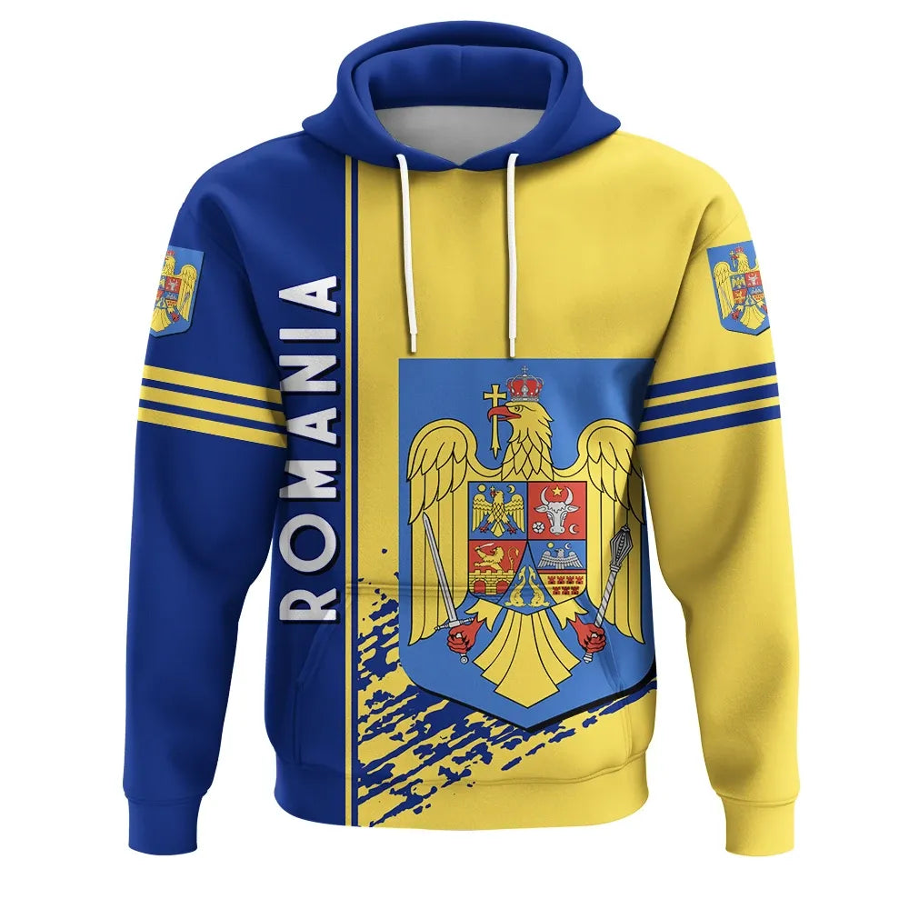 Romania Hoodie Coat Of Arms Quarter Style Ver 2 RLT13 - Wonder Print Shop