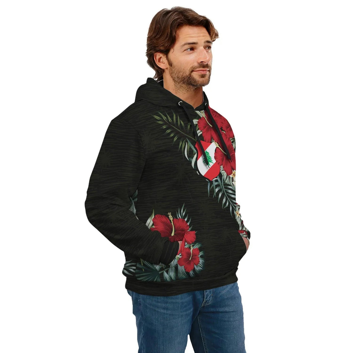 Lebanon Hoodie Hibiscus RLT6 - Wonder Print Shop