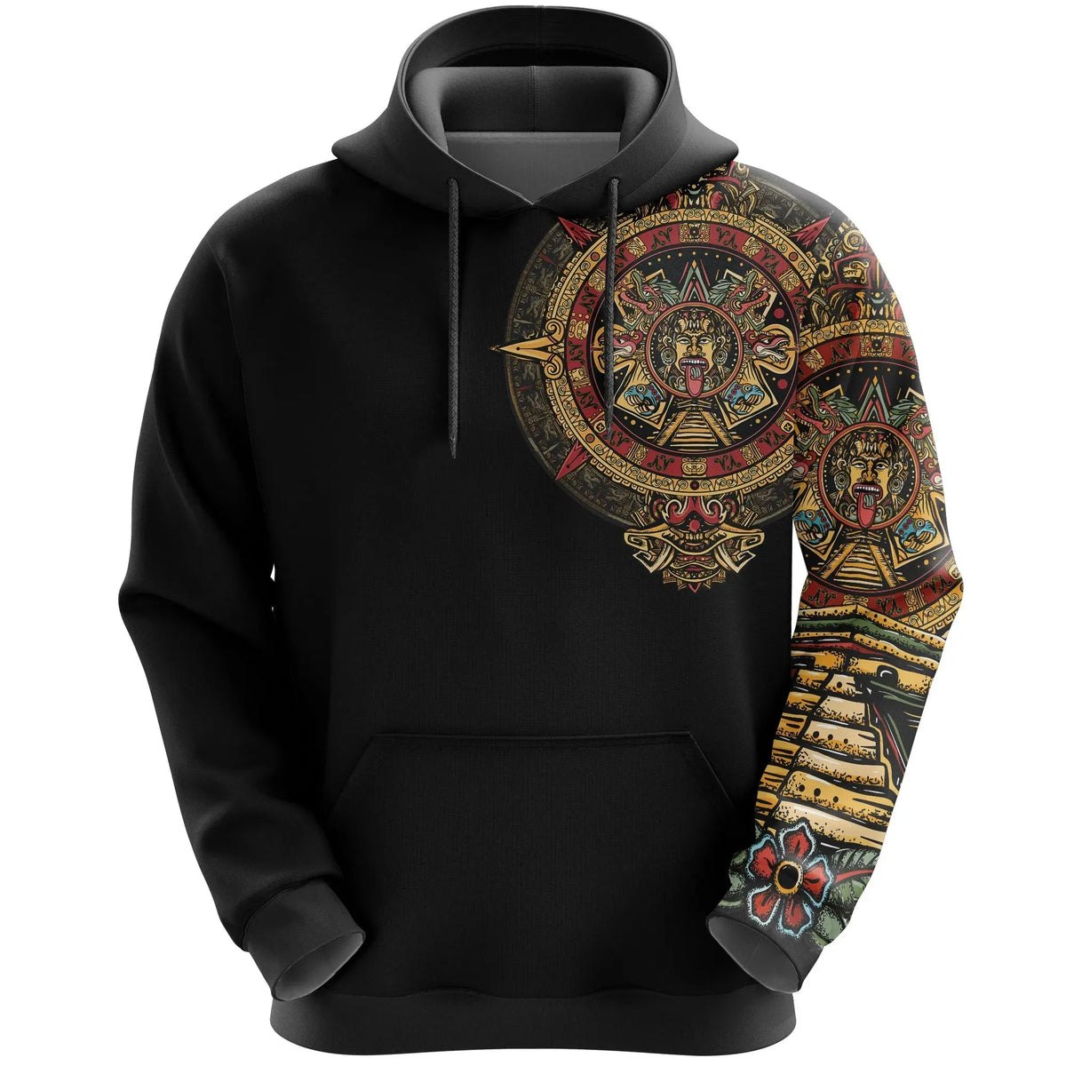 Mexico Hoodie Aztec Sun Stone Tattoo RLT13 - Wonder Print Shop