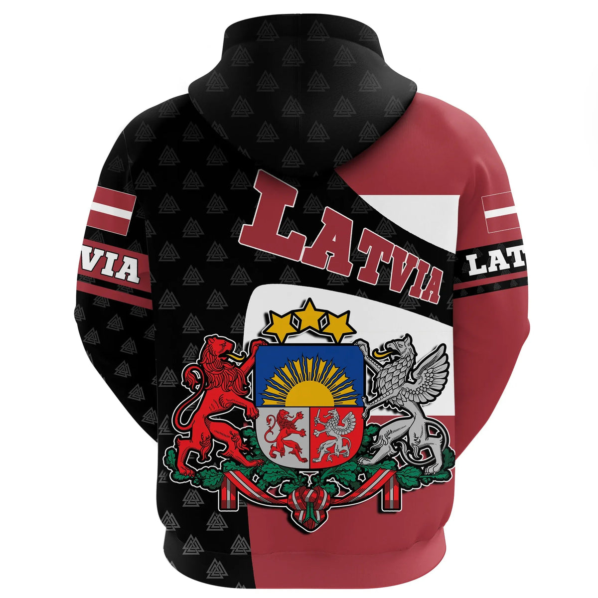 Latvia Hoodie Flag and Valknut Symbols RLT6 - Wonder Print Shop