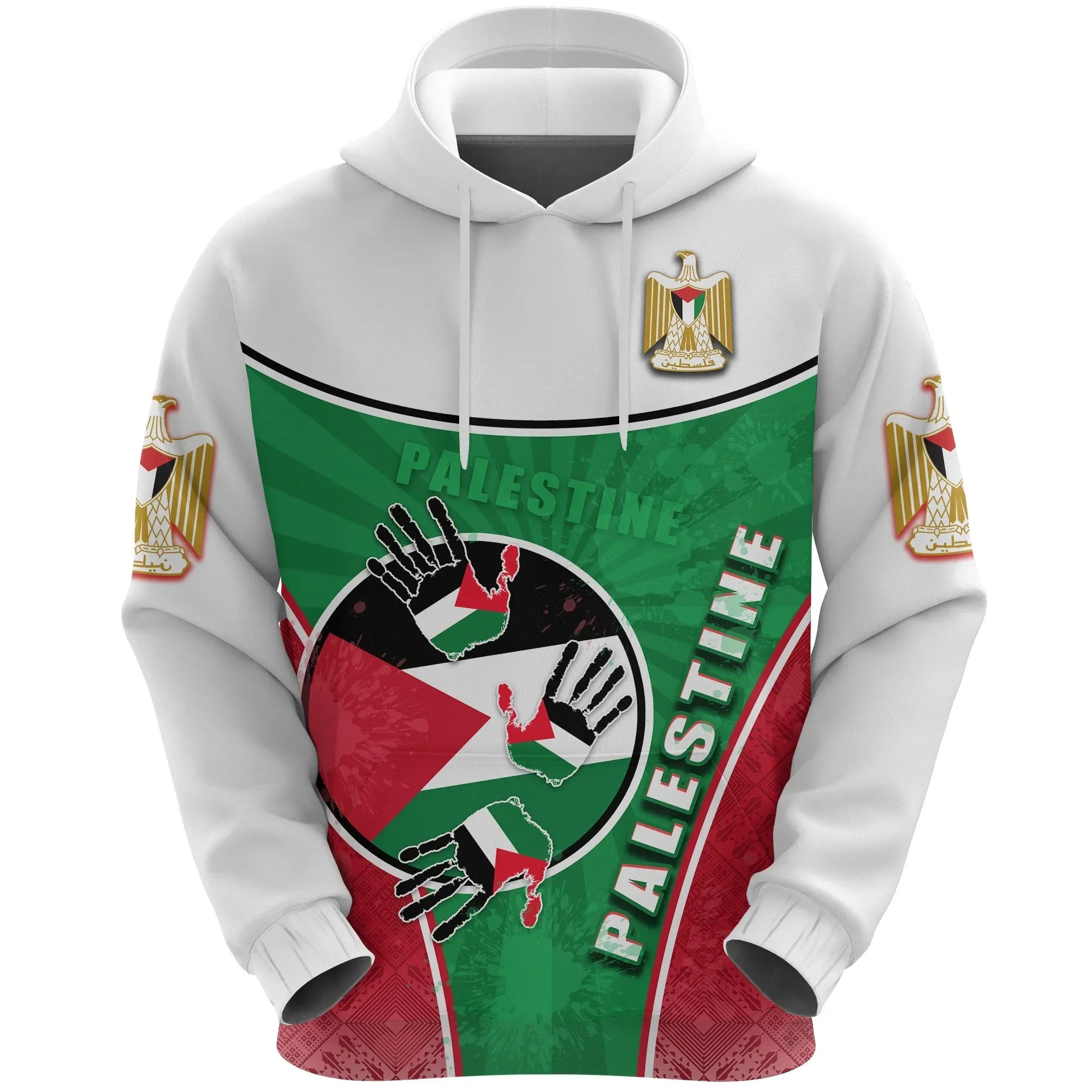 Palestine Independence Hoodie Circle Stripes Flag Proud Version RLT13 - Wonder Print Shop