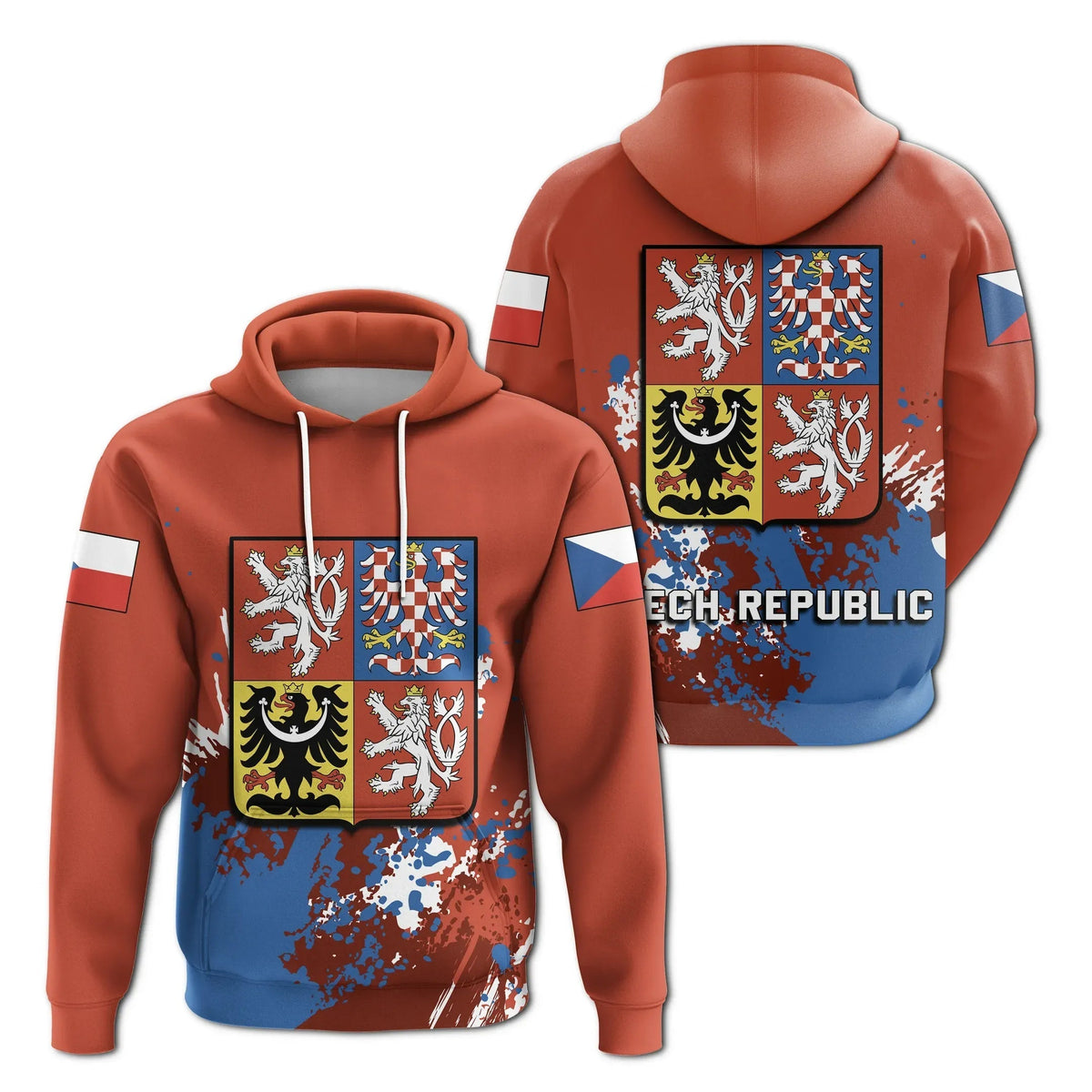 Czech Republic Coat Ofrms Hoodie Spaint Style RLT13 - Wonder Print Shop