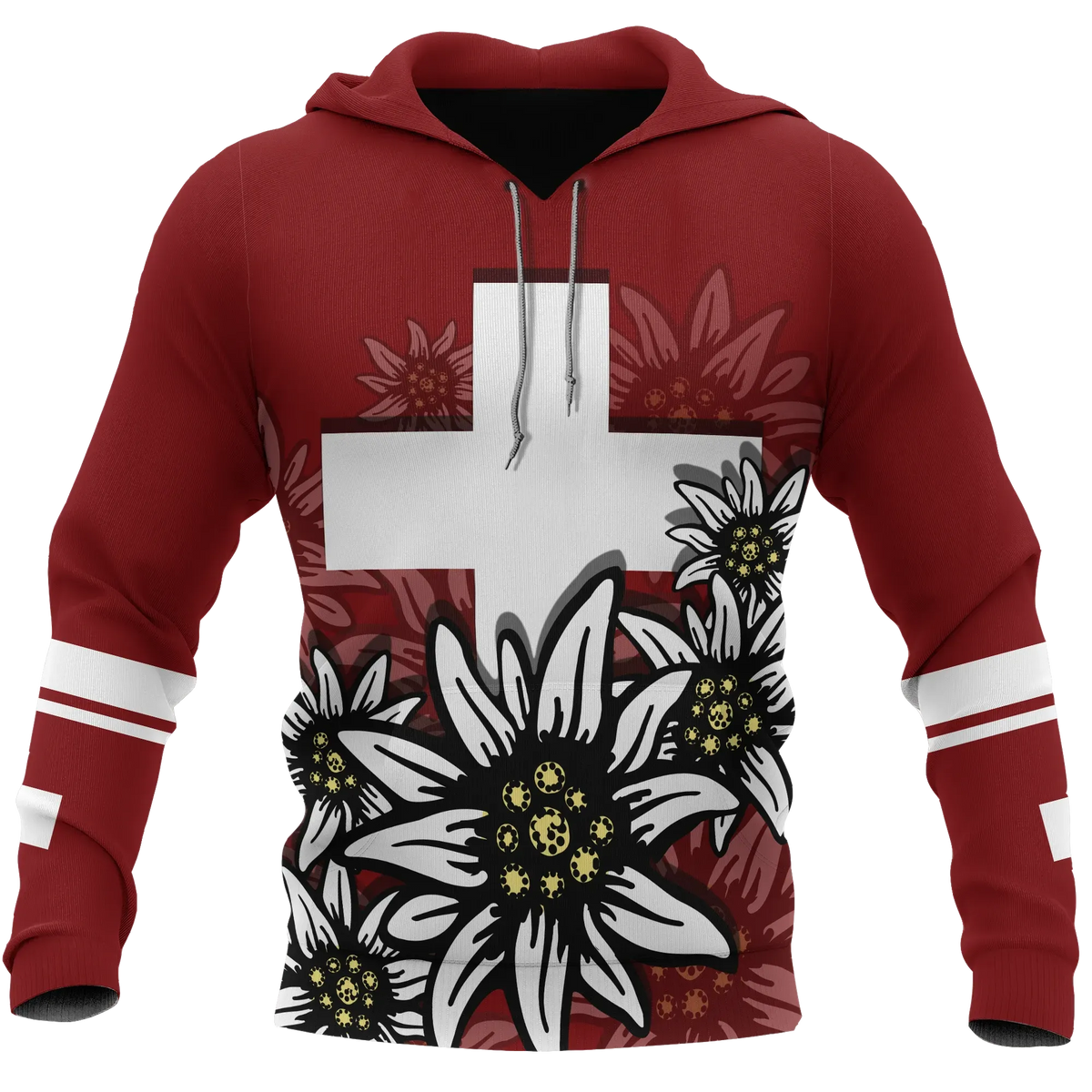 Switzerland Hoodie White Edelweiss RLT13 - Wonder Print Shop