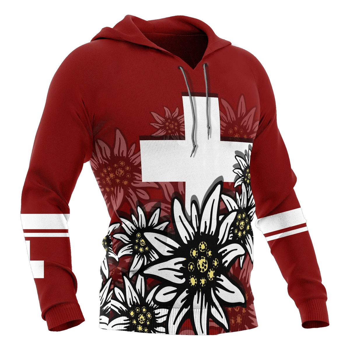 Switzerland Hoodie White Edelweiss RLT13 - Wonder Print Shop