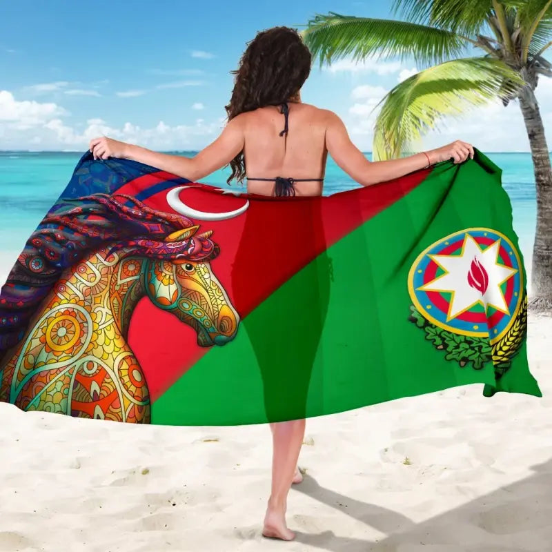 Azerbaijan Pride and Heritage Sarong - Happy Independence Day RLT8 - Wonder Print Shop