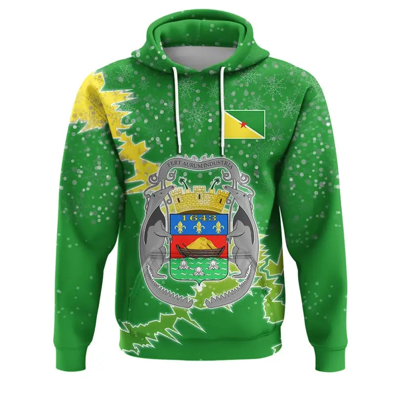 French Guiana Christmas Hoodie Coat Of Arms X Style RLT8 - Wonder Print Shop