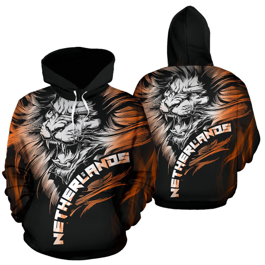 Dutch Lion Hoodie Netherlands Black RLT7 - Wonder Print Shop