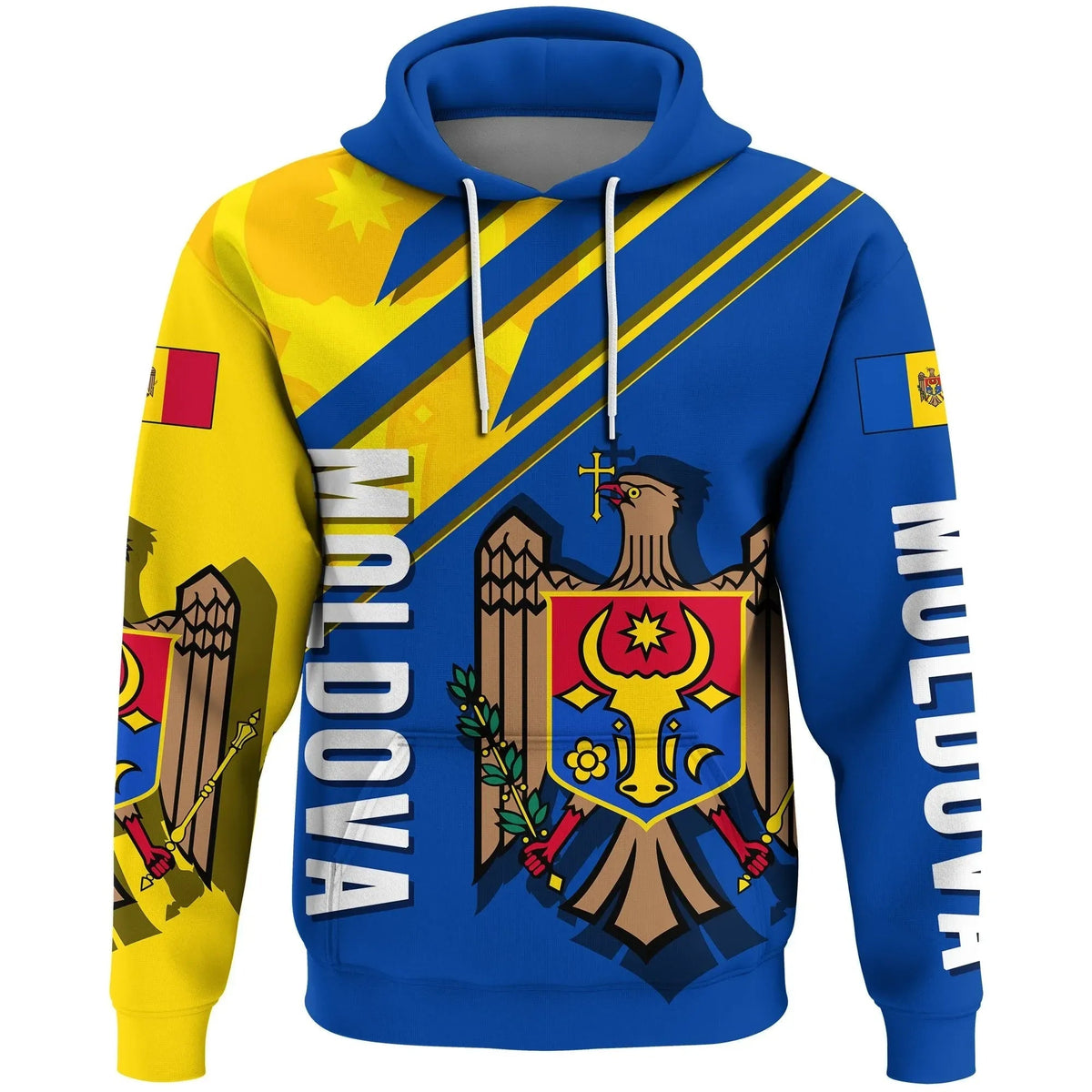 Moldova Hoodie, Flag and Coat Of Arms A22 RLT13 - Wonder Print Shop