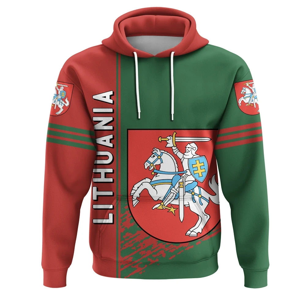 Lithuania Hoodie Coat Of Arms Quarter Style RLT6 - Wonder Print Shop