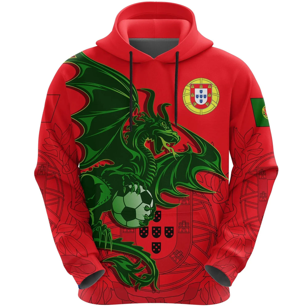 Portugal Football Dragon Green Hoodie RLT7 - Wonder Print Shop