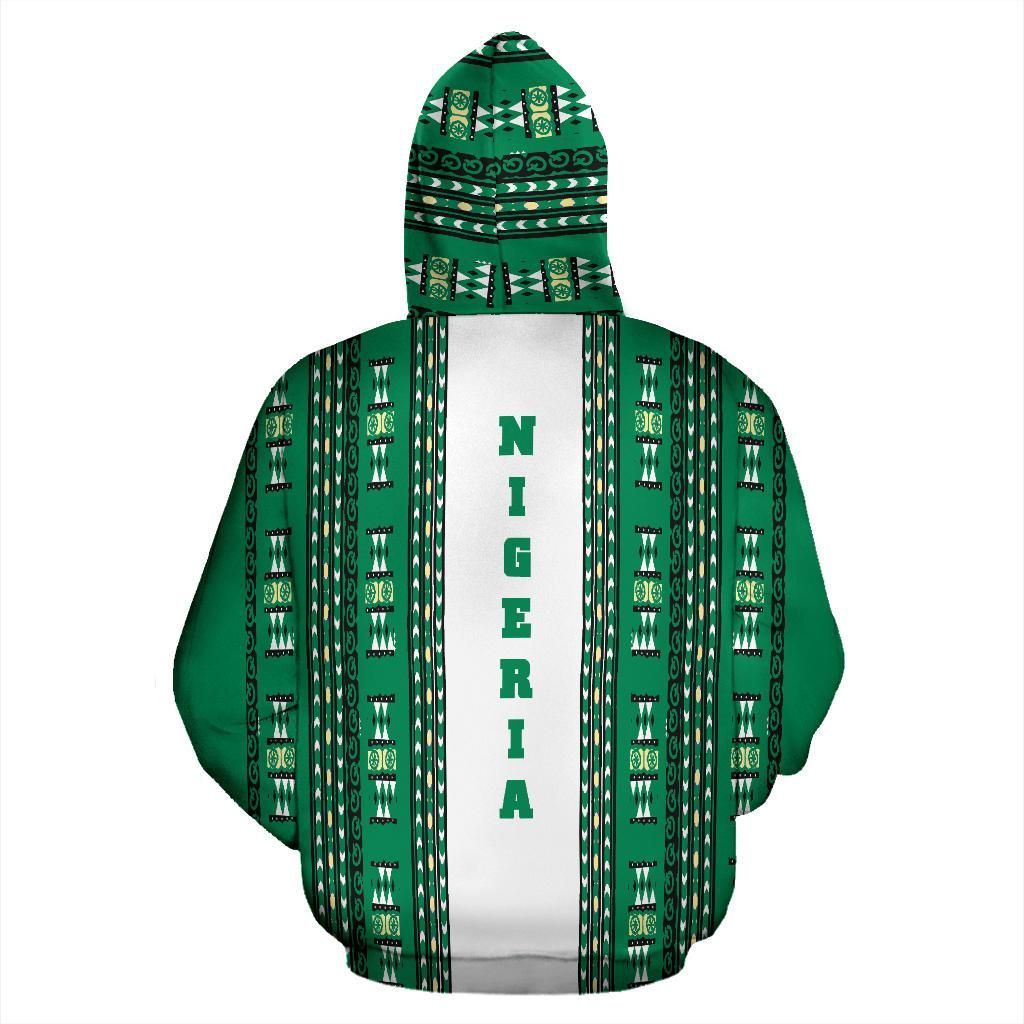 Nigeria Flag With Dashiki Hoodie RLT8 - Wonder Print Shop