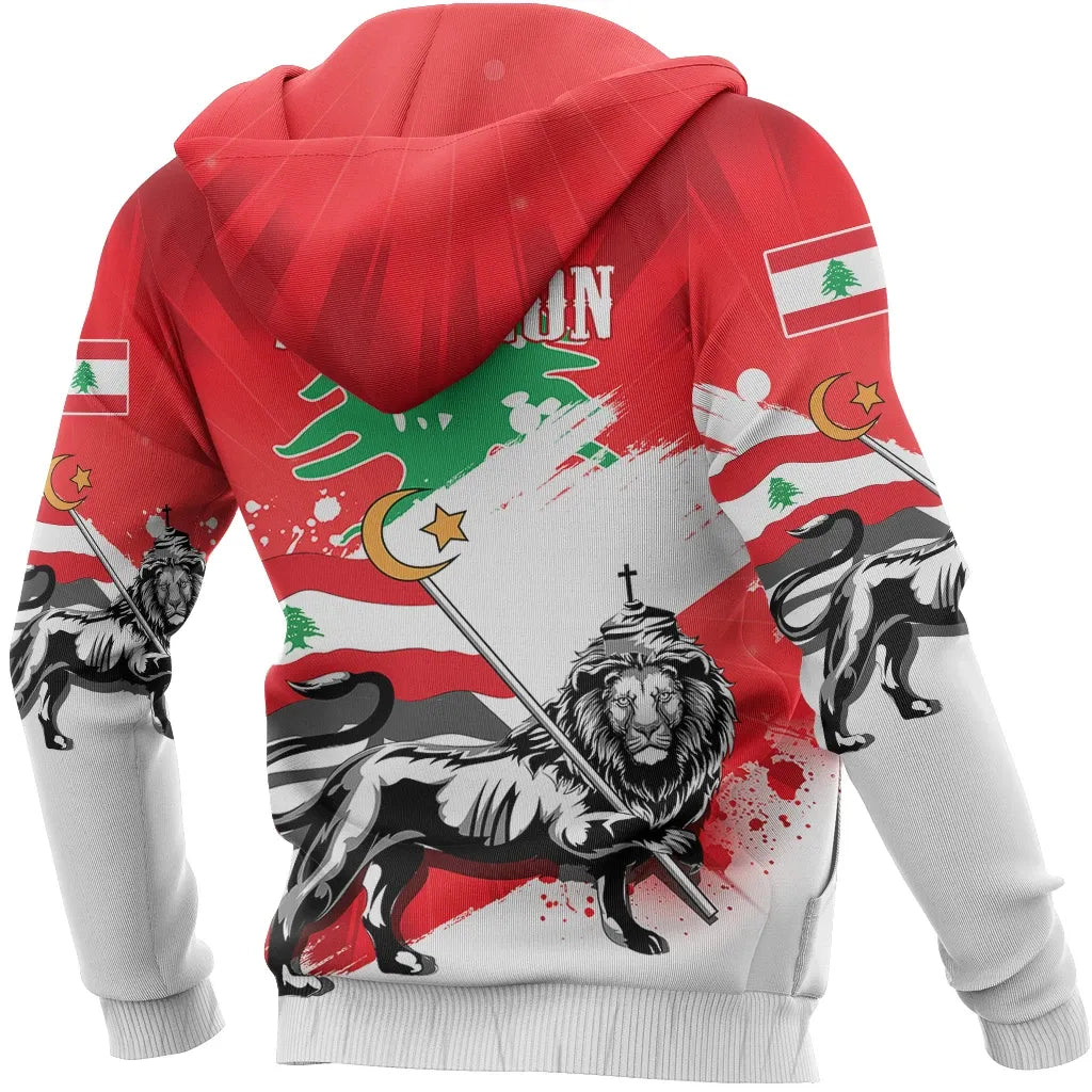 Lebanon Hoodie Lebanese Lion Tattoo RLT6 - Wonder Print Shop