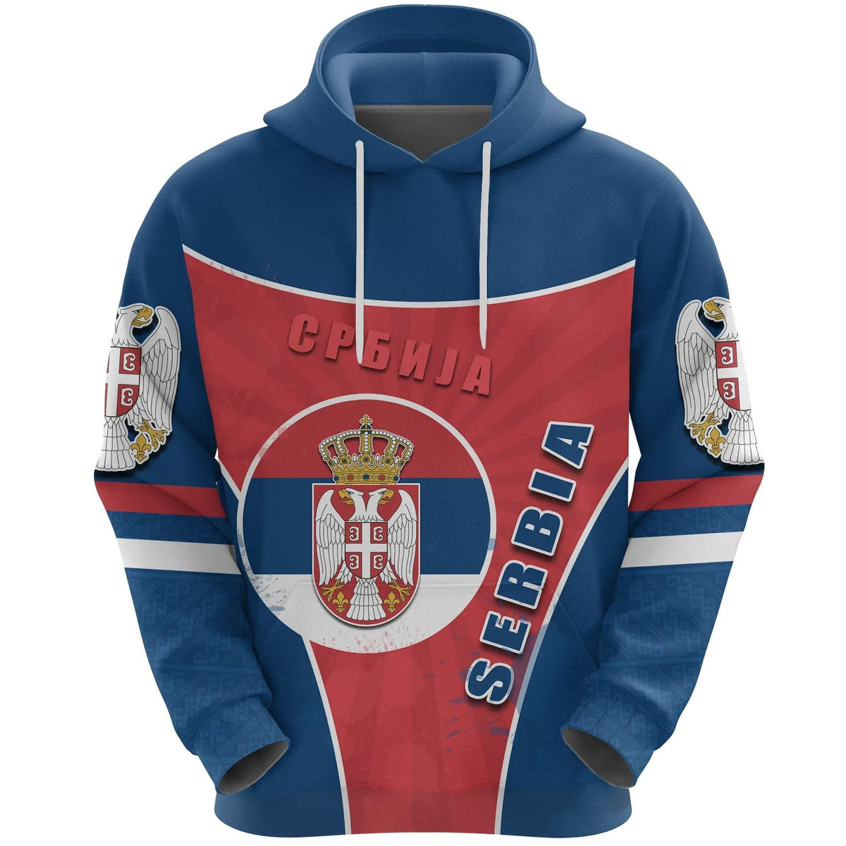 Serbia Hoodie Circle Stripes Flag Balkan RLT7 - Wonder Print Shop